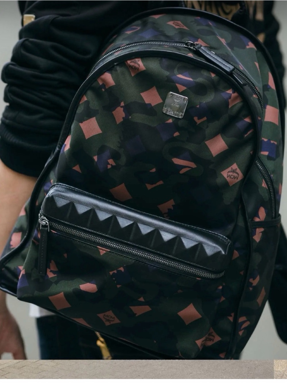 MCM Dieter Munich Lion Green Camouflage Backpack